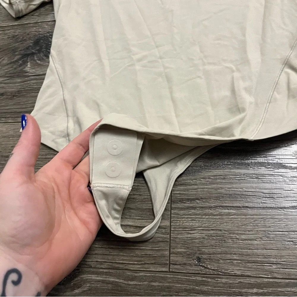 NWT Lululemon Wundermost Nulu Short-Sleeve Crew Thong Bodysuit Mojave Tan S